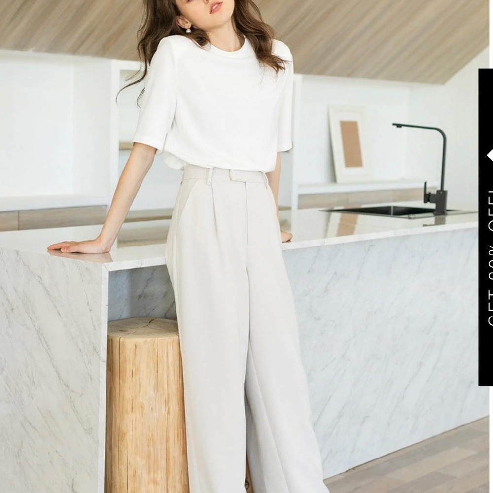 J.ing Business essential ivory wide slacks